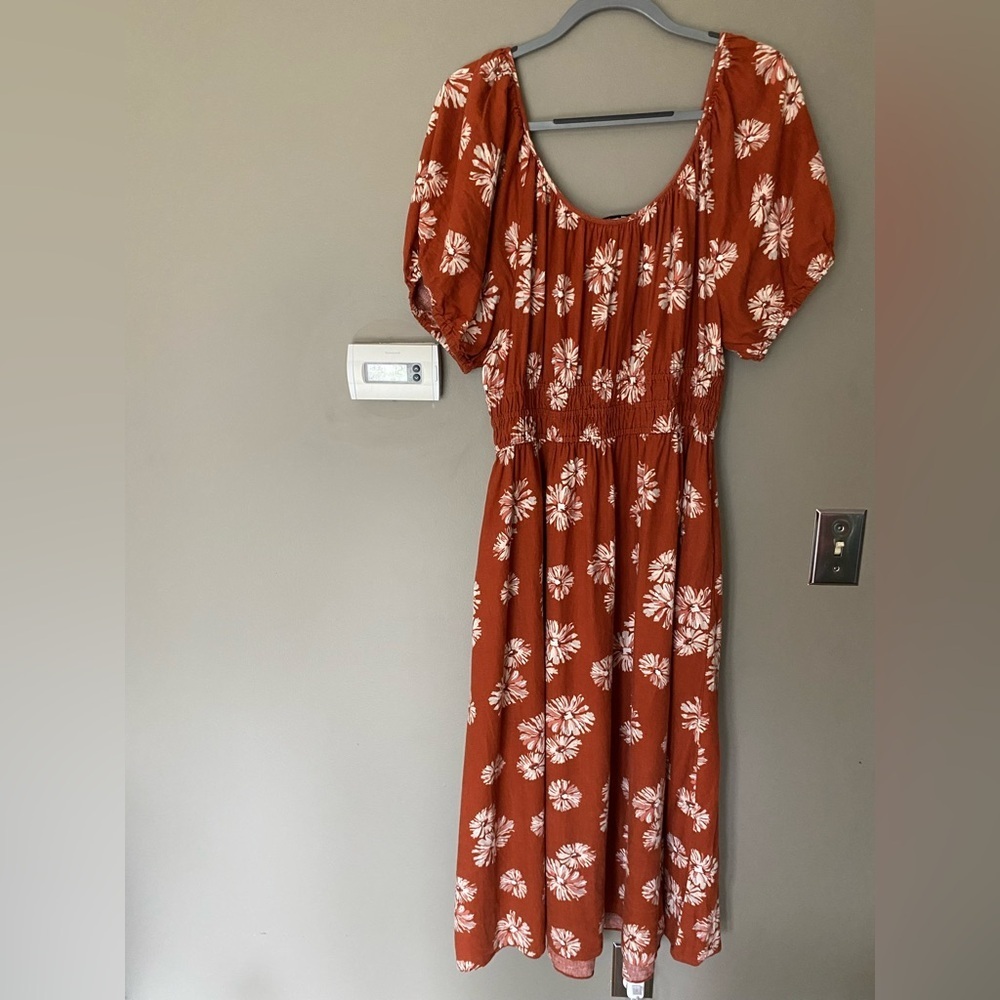 MADEWELL Linen Blend Sophia Midi Dress in Rusty Torch Size XXL ••RARE•• - Picture 8 of 9